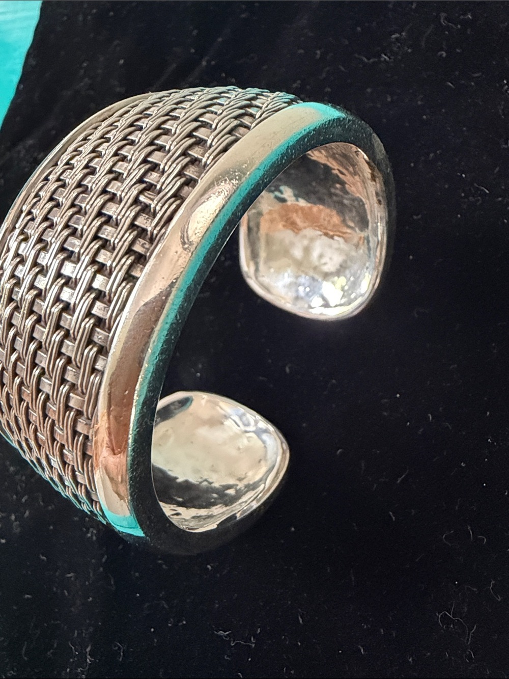 Lois Hill Vintage Sterling Silver Woven Cuff Bracelet 92.6g heavy